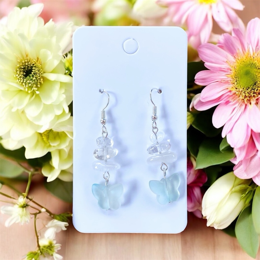 Handcrafted Butterfly and Quartz Crystal Earrings!